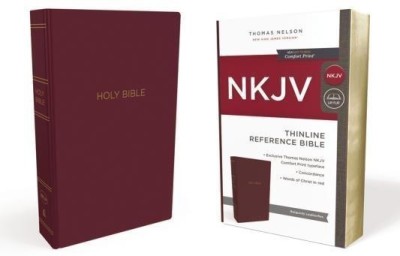 NKJV, Thinline Reference Bible, Leather-Look, Burgundy, Red Letter, Comfort Print(English, Paperback, Thomas Nelson)