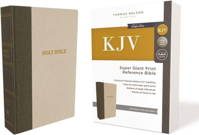 KJV Holy Bible: Super Giant Print with 43,000 Cross References, Green/Tan Hardcover, Red Letter, Comfort Print: King James Version(English, Hardcover, Nelson Thomas)