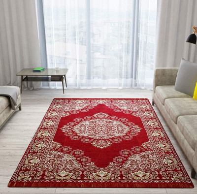 RinkiHF Maroon Velvet Carpet(1 ft,  X 2 ft, Rectangle)