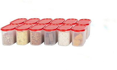 Cutting EDGE Plastic Utility Container  - 1200 ml(Pack of 12, Red, Clear)