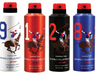 U.S. POLO ASSN. Beverly Hills Polo Club 1 2 8 9 DEO PACK OF4 Deodorant Spray  -  For Men(700 ml, Pack of 4)