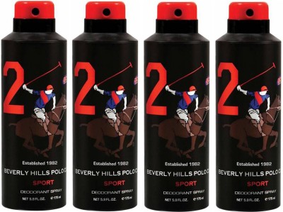 U.S. POLO ASSN. Polo Beverly Hills Club 2 *4 Deodorant Spray  -  For Men(700 ml, Pack of 4)