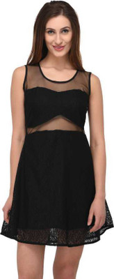 ADDICTED ATTIRE Women A-line Black Mini/Short Dress