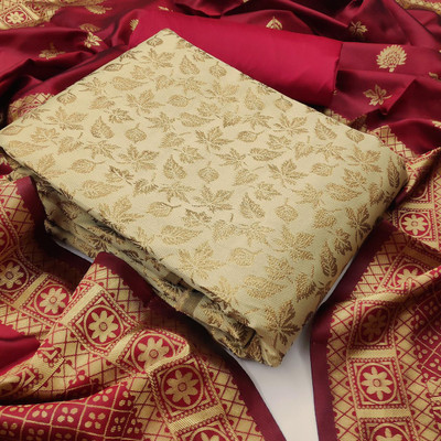 VredeVogel Silk Blend Self Design Salwar Suit Material