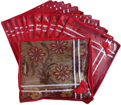 Fashion Bizz Designer Saree Cover-12 Pcs Combo SC-RWB12(Red, White)