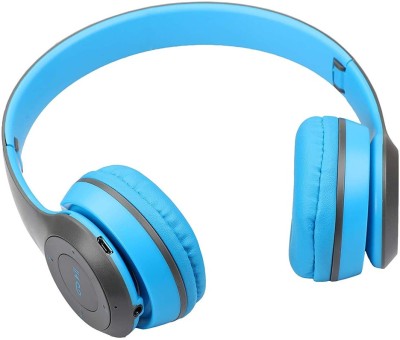 Zohlo Best Bluetooth Headphone Wireless BT Foldable with Mic, FM, TF Slot Bluetooth Headset(Blue, On the Ear)
