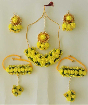 Rozec Fabric Yellow Jewellery Set(Pack of 1)