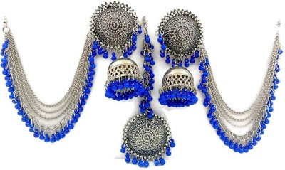 AK Fashion Alloy Silver Blue Jewellery Set(Pack of 1)