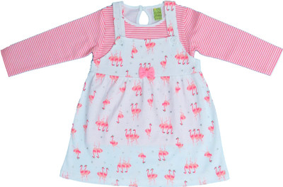 Clothe Funn Baby Girls Midi/Knee Length Casual Dress(White, Full Sleeve)