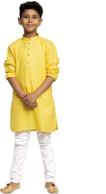 kraft india Boys Festive & Party Kurta and Pyjama Set(Yellow Pack of 1)