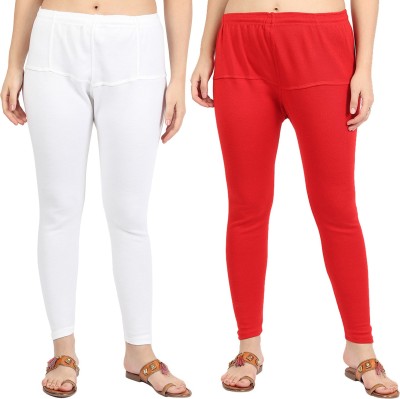 Clarita Ankle Length  Ethnic Wear Legging(White, Red, Solid)