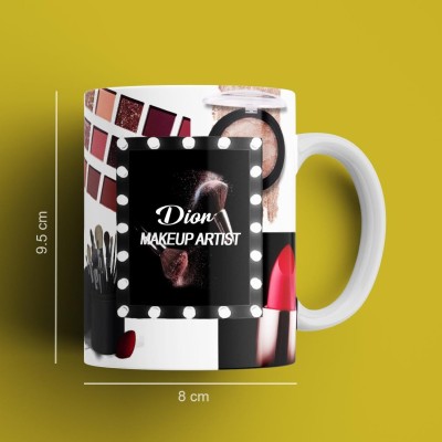 Beautum Makeup Artist with Name Dior Printed Best Gift for Boys, Girls, Husbands, Wives and Specially for Artist and for Everyone White Ceramic Coffee (350) ml Model No: BMKU005014 Ceramic Coffee Mug(350 ml)