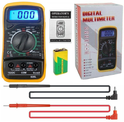 GoodsBazaar MAS830L Digital Volt Meter Multimeter with LCD Display Multitester Electric Tester Digital Multimeter(Yellow, Black 2000 Counts)
