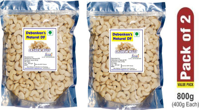Debankan's Natural DF Premium Big Size Cashewnuts Pack of 2 - 800g (400g Each) Cashews(2 x 400 g)