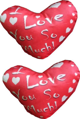 DEHATI STORE Microfibre Quotes Cushion Pack of 2(Red White)