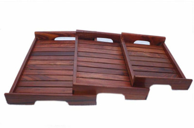 Gift place Sheesham Wood Serving Tray Tray(3 Tray)