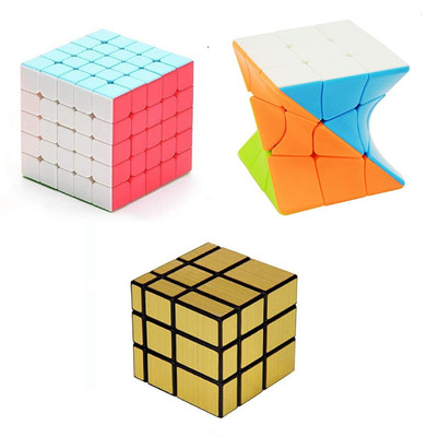 vworld Challenging High Speed Smooth Stickerless Cube Combo Of 5x5x5x5x5, 3x3 Gold Mirror And Twister Magic Puzzle Cube (3 Pieces)(3 Pieces)