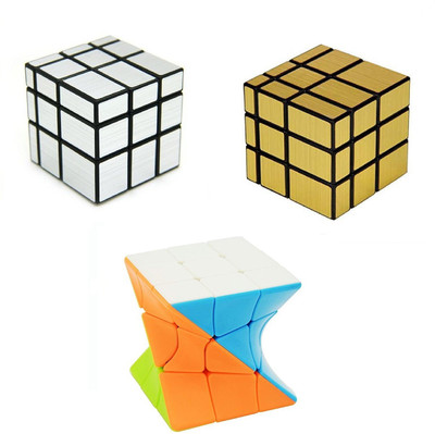 vworld 3x3 Gold Mirror, 3x3 Silver Mirror And Twister Magic Puzzle Cube (3 Pieces)(3 Pieces)