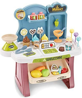 Aavkar creation Play Set Toys for Kids,Mini Super Market with 34 Pcs Toys for Kids( Supermarket Cash Register Set for Kids with Ice Cream and Sweets )
