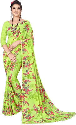 maayro Printed Daily Wear Georgette Saree(Light Green)