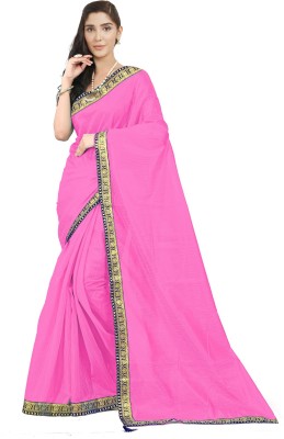 Suali Solid/Plain Bollywood Art Silk Saree(Pink)