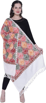 BE SWADESHI Wool Self Design Women, Men Shawl(White)