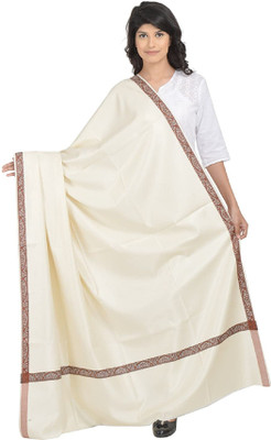 Feathers Polyester Wool Blend Printed Women Shawl(White)