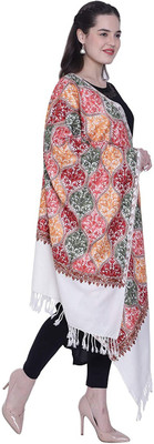PASHTUSHS Polyester Wool Blend Embroidered Women Shawl(Multicolor)