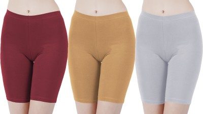 Buy That Trendz Solid Women Red, Brown, Grey Cycling Shorts