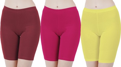 Buy That Trendz Solid Women Red, Pink, Yellow Cycling Shorts