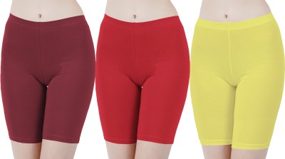 Buy That Trendz Solid Women Red, Red, Yellow Cycling Shorts