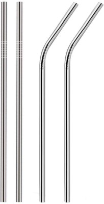 HOUSE OF QUIRK Crazy Drinking Straw(Silver, Pack of 4)