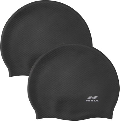 NIVIA PRO SILICONE Swimming Cap(Black, Pack of 2)