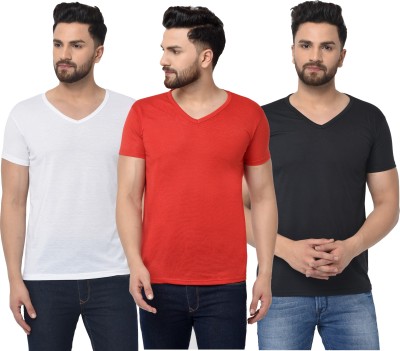 Adorbs Solid Men V Neck Red, White, Black T-Shirt