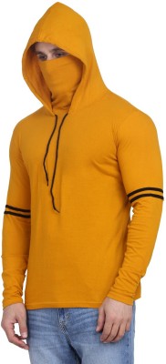 IESHNE LIFESTYLE Solid Men Hooded Neck Yellow T-Shirt