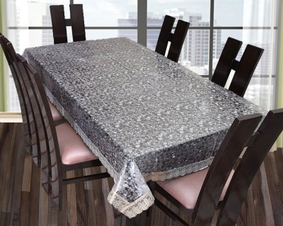 Star Weaves Self Design 6 Seater Table Cover(Transparent, Polyester)