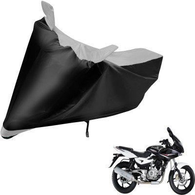 Auto Hub Two Wheeler Cover for Bajaj(Pulsar 220 DTS-i, Black, Silver)