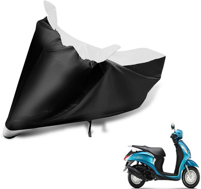 Auto Hub Two Wheeler Cover for Yamaha(Fascino, Black, White)