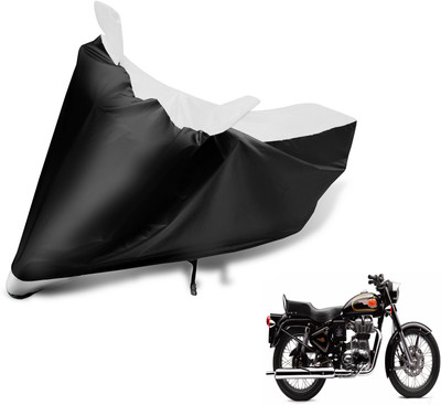 MOCKHE Two Wheeler Cover for Royal Enfield(500, Black, White)