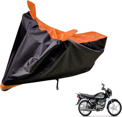 Auto Hub Two Wheeler Cover for Hero(Splendor Plus, Black, Orange)
