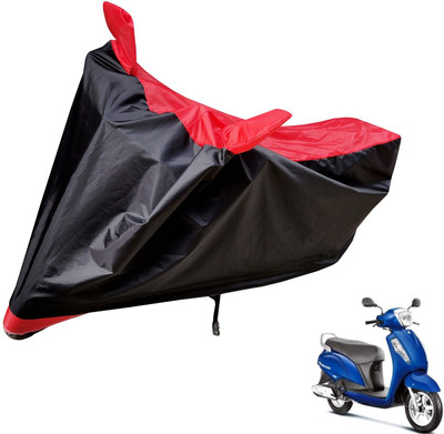 Auto Hub Two Wheeler Cover for Suzuki(Access, Black, Red)
