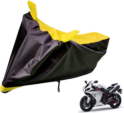 Auto Hub Two Wheeler Cover for Yamaha(YZF R1, Black, Yellow)
