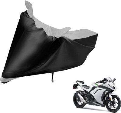MOCKHE Two Wheeler Cover for Kawasaki(Ninja 300, Black, Silver)