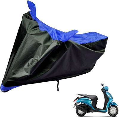 Auto Hub Two Wheeler Cover for Yamaha(Fascino, Black, Blue)