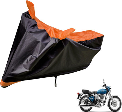 Auto Hub Two Wheeler Cover for Royal Enfield(Electra Delux, Black, Orange)