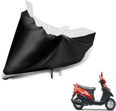 MOCKHE Two Wheeler Cover for Mahindra(Flyte, Black, White)