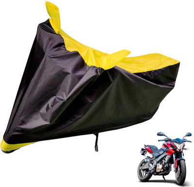 Auto Hub Two Wheeler Cover for Bajaj(Pulsar 200 NS DTS-i, Black, Yellow)
