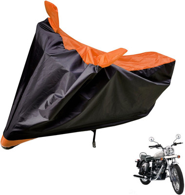 Auto Hub Two Wheeler Cover for Royal Enfield(Electra Delux, Black, Orange)