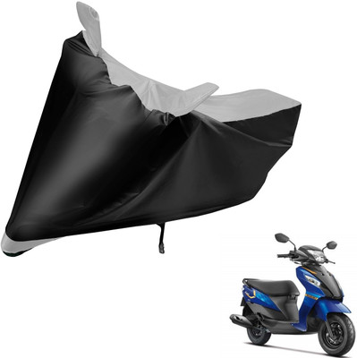 MOCKHE Two Wheeler Cover for Suzuki(Let's, Black, Silver)