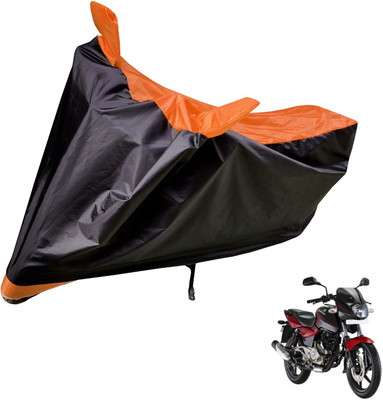 Auto Hub Two Wheeler Cover for Bajaj(Pulsar 180 DTS-i, Black, Orange)